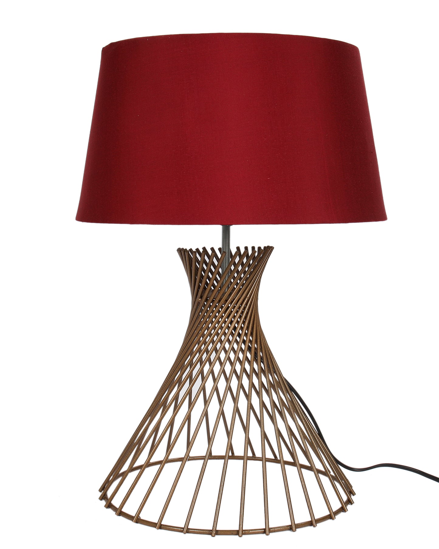 Modern Table Lamps, Spiral Metal Wire Golden Base with Fabric Lampshade for Home Office Cafe Restaurant