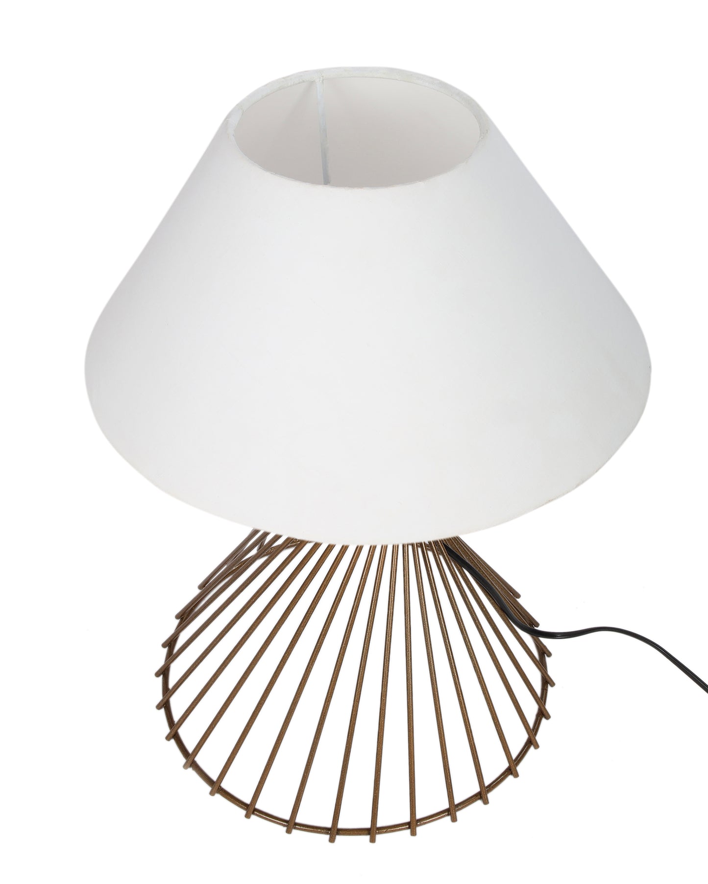 Modern Table Lamps, Spiral Metal Wire Golden Base with Fabric Lampshade for Home Office Cafe Restaurant