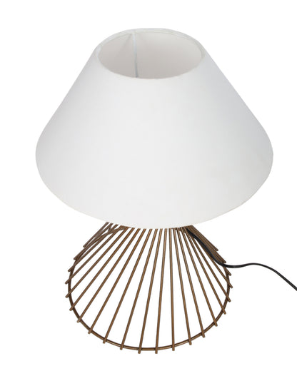 Modern Table Lamps, Spiral Metal Wire Golden Base with Fabric Lampshade for Home Office Cafe Restaurant