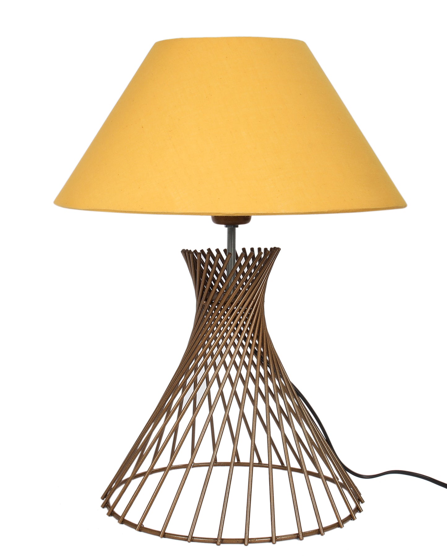 Modern Table Lamps, Spiral Metal Wire Golden Base with Fabric Lampshade for Home Office Cafe Restaurant