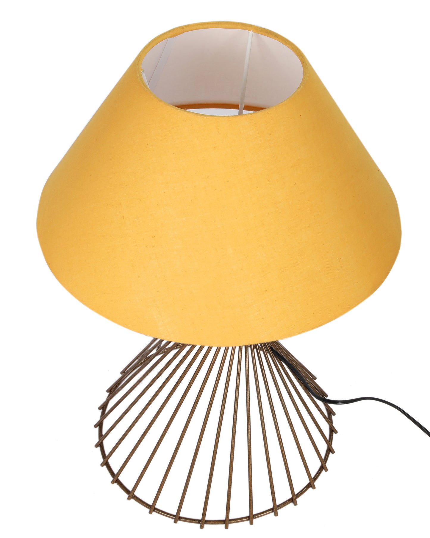 Modern Table Lamps, Spiral Metal Wire Golden Base with Fabric Lampshade for Home Office Cafe Restaurant