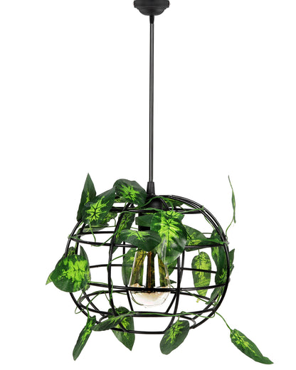 Hanging Pendant Plant Light Fixtures Creative Home Decor Living Room Dining, Ceiling light with leafy vine and filament bulb, Sphere
