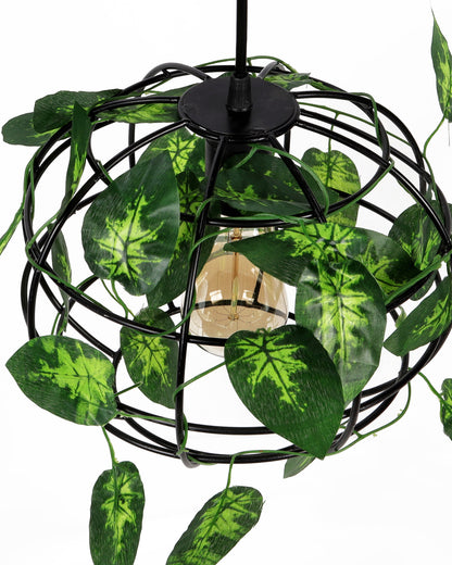 Hanging Pendant Plant Light Fixtures Creative Home Decor Living Room Dining, Ceiling light with leafy vine and filament bulb, Sphere