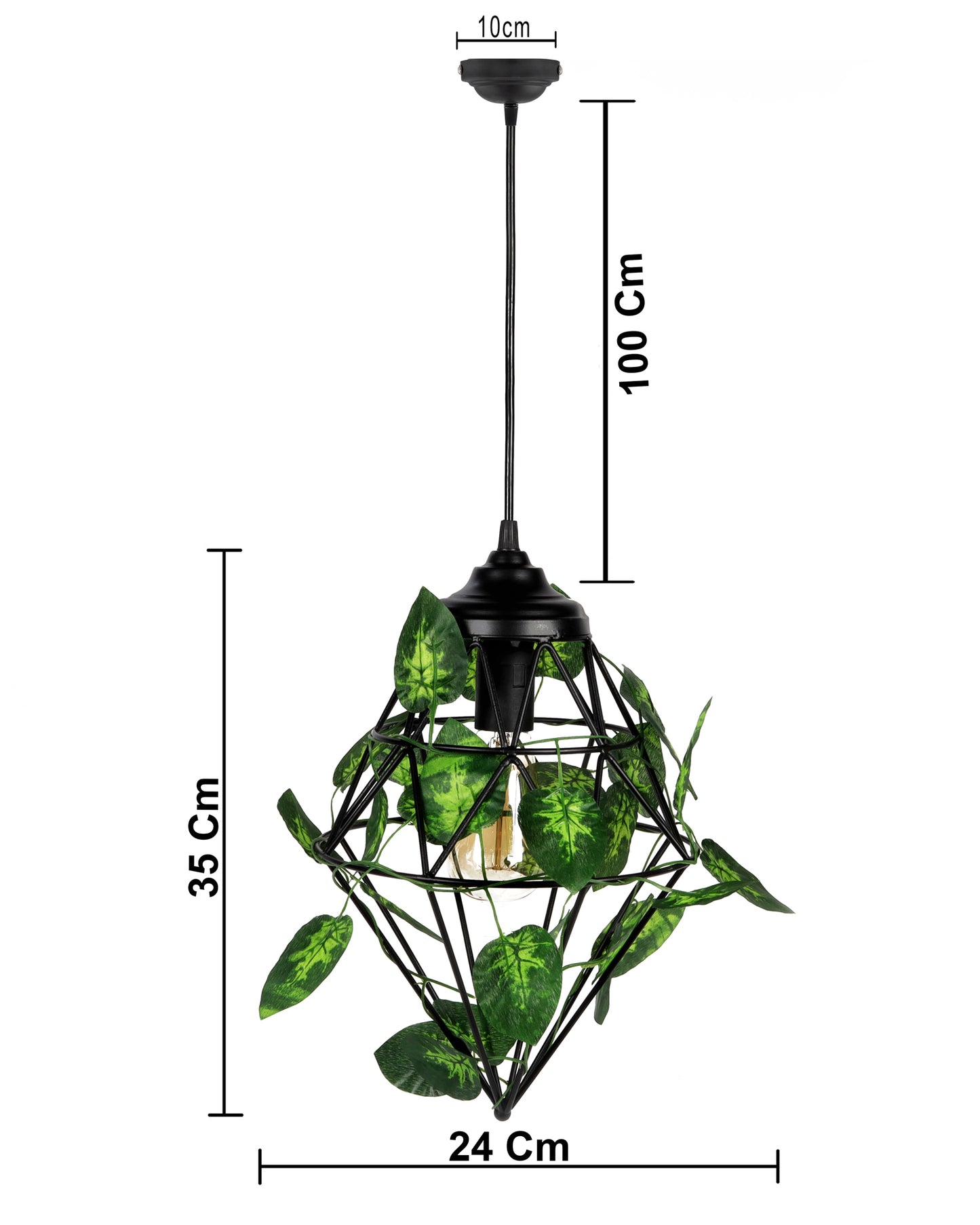 Hanging Pendant Plant Light Fixtures Creative Home Decor Living Room Dining, Ceiling light with leafy vine and filament bulb, Full Diamond