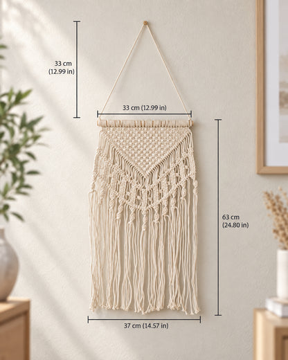 Macrame Wall Hanging Tapestry Tassel Home Decor Bohemian Handmade Chic Cotton Rope,Living Room, Balcony, Office, Housewarming, Garden, Set of 2