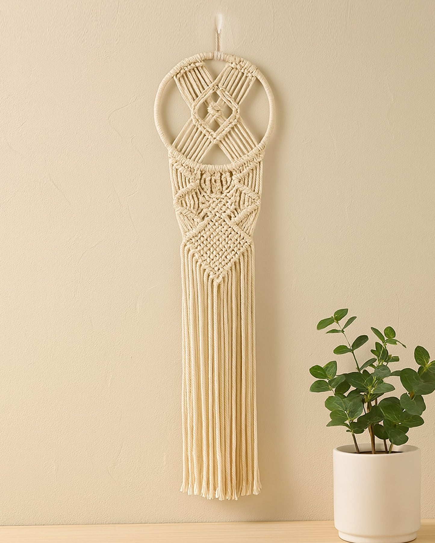 Macrame Wall Hanging Dream Catcher, Large Handmade Crochet Decor for Bedroom, Home Decor for Apartment Living Room Bedroom Baby Nursery Dorm set of 1