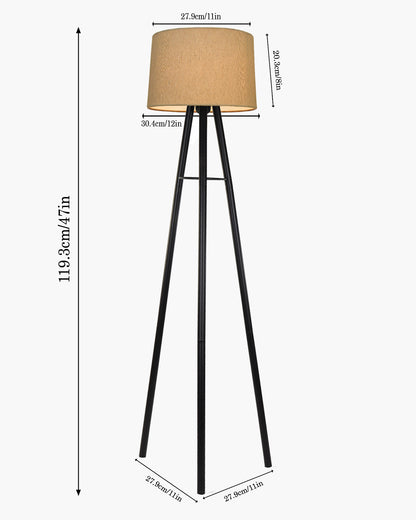 Mid Century Metal Tripod Floor Lamp,Contemporary Minimalist Standing Floor Light with Iron Legs,E27 Lamp Base,Modern Design Standing Light for Living Room,Study Room and Bedroom, Tripod