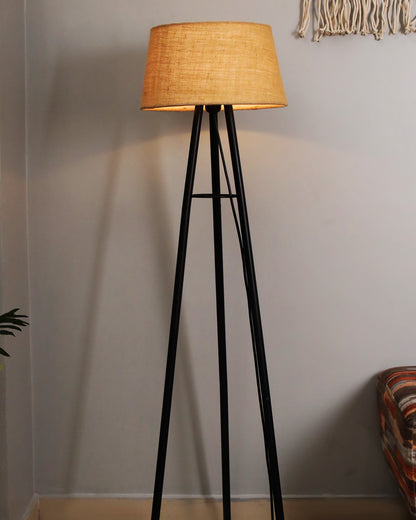 Mid Century Metal Tripod Floor Lamp,Contemporary Minimalist Standing Floor Light with Iron Legs,E27 Lamp Base,Modern Design Standing Light for Living Room,Study Room and Bedroom, Tripod