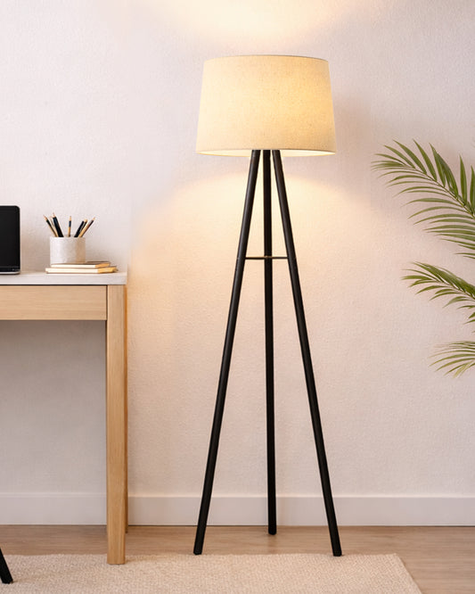 Mid Century Metal Tripod Floor Lamp,Contemporary Minimalist Standing Floor Light with Iron Legs,E27 Lamp Base,Modern Design Standing Light for Living Room,Study Room and Bedroom, Tripod