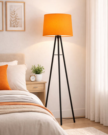 Mid Century Metal Tripod Floor Lamp,Contemporary Minimalist Standing Floor Light with Iron Legs,E27 Lamp Base,Modern Design Standing Light for Living Room,Study Room and Bedroom, Tripod