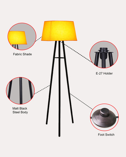 Mid Century Metal Tripod Floor Lamp,Contemporary Minimalist Standing Floor Light with Iron Legs,E27 Lamp Base,Modern Design Standing Light for Living Room,Study Room and Bedroom, Tripod