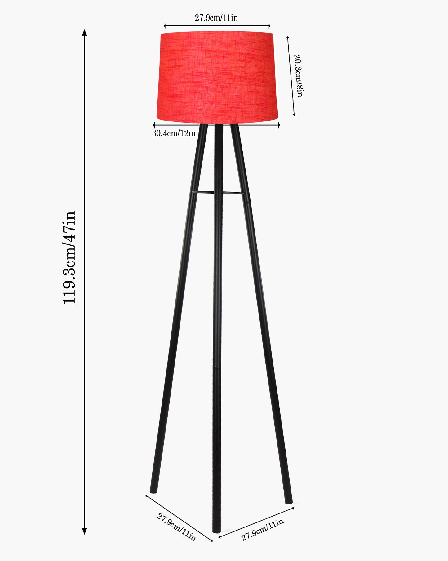 Mid Century Metal Tripod Floor Lamp,Contemporary Minimalist Standing Floor Light with Iron Legs,E27 Lamp Base,Modern Design Standing Light for Living Room,Study Room and Bedroom, Tripod