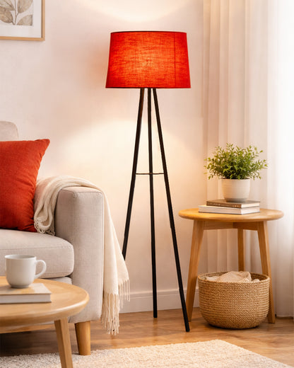 Mid Century Metal Tripod Floor Lamp,Contemporary Minimalist Standing Floor Light with Iron Legs,E27 Lamp Base,Modern Design Standing Light for Living Room,Study Room and Bedroom, Tripod