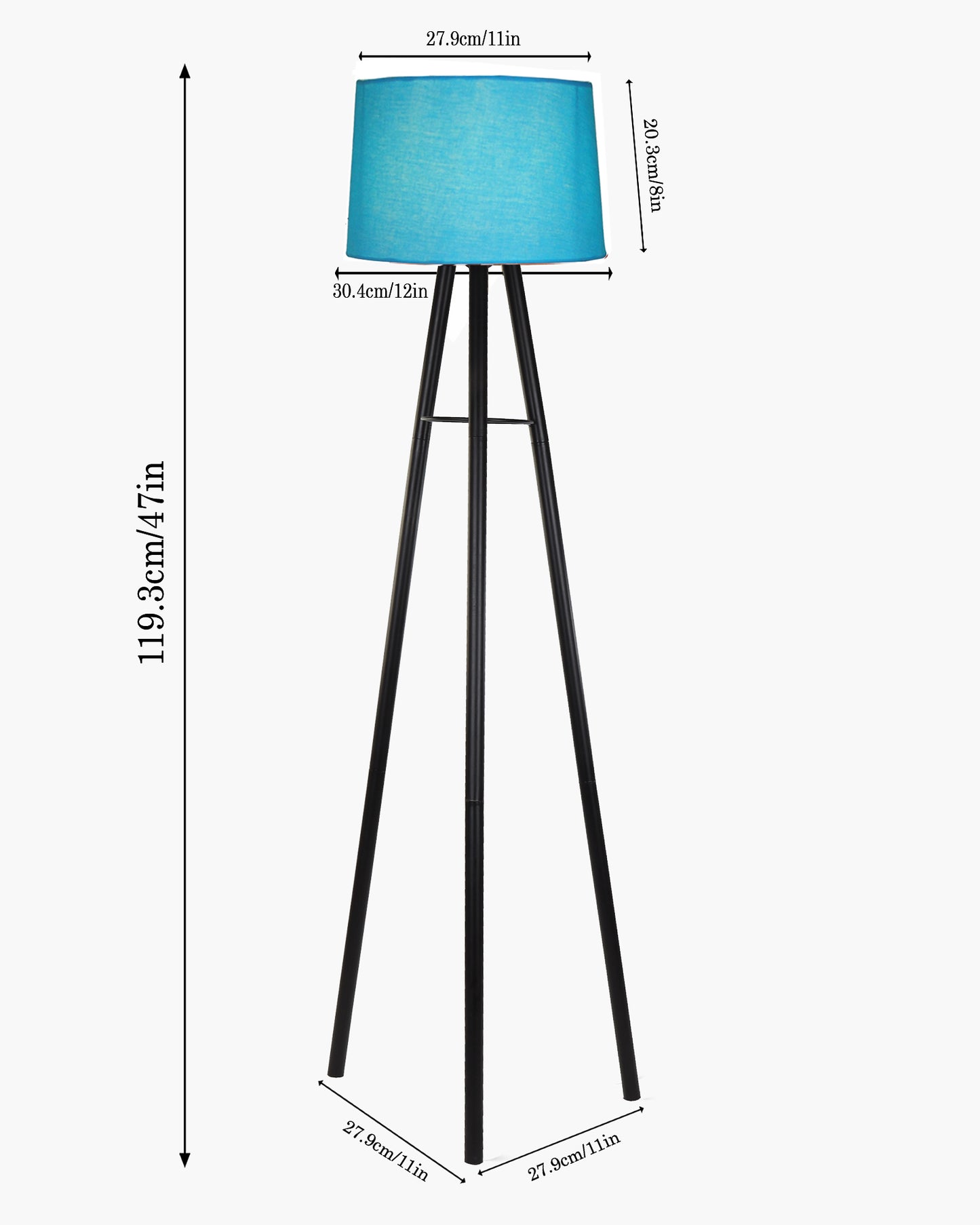 Mid Century Metal Tripod Floor Lamp,Contemporary Minimalist Standing Floor Light with Iron Legs,E27 Lamp Base,Modern Design Standing Light for Living Room,Study Room and Bedroom, Tripod