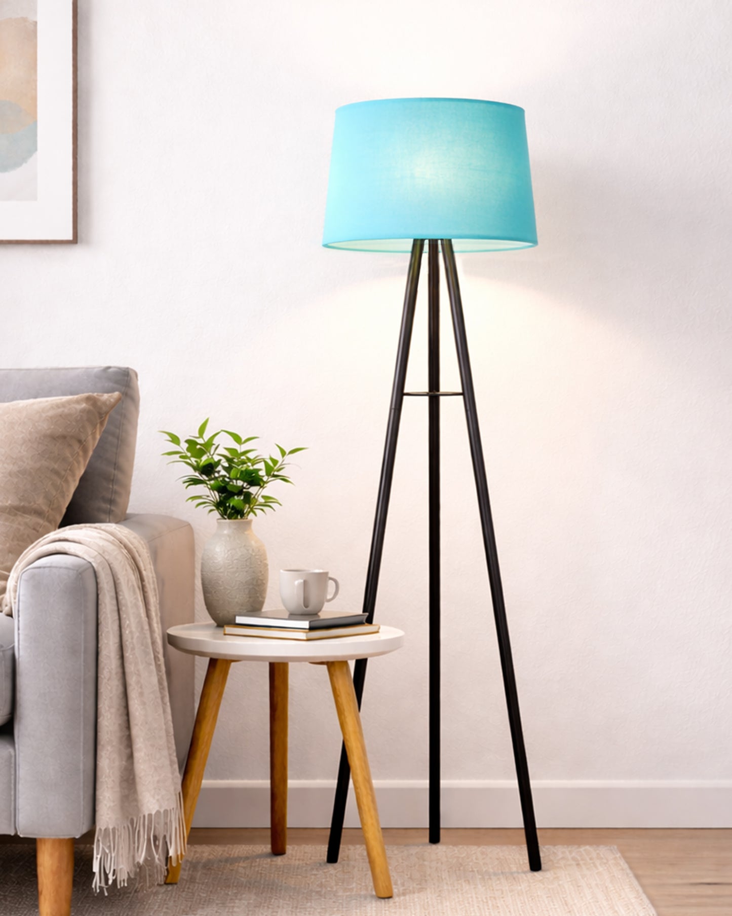 Mid Century Metal Tripod Floor Lamp,Contemporary Minimalist Standing Floor Light with Iron Legs,E27 Lamp Base,Modern Design Standing Light for Living Room,Study Room and Bedroom, Tripod