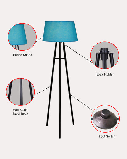 Mid Century Metal Tripod Floor Lamp,Contemporary Minimalist Standing Floor Light with Iron Legs,E27 Lamp Base,Modern Design Standing Light for Living Room,Study Room and Bedroom, Tripod