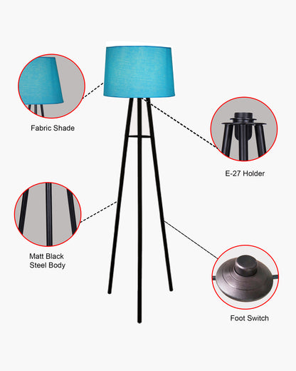 Mid Century Metal Tripod Floor Lamp,Contemporary Minimalist Standing Floor Light with Iron Legs,E27 Lamp Base,Modern Design Standing Light for Living Room,Study Room and Bedroom, Tripod