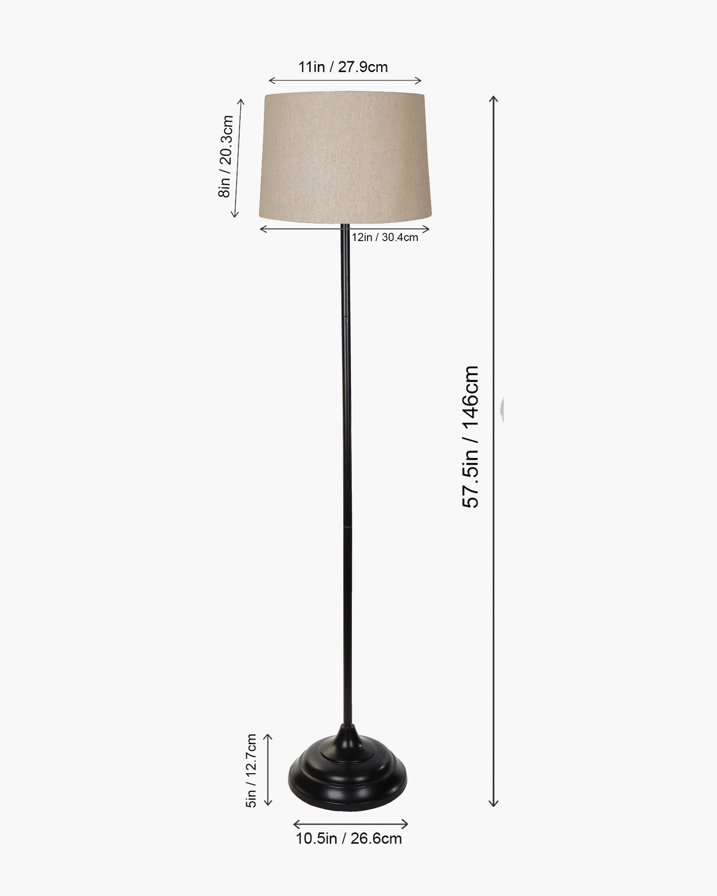 Contemporary Metal Floor Lamp,Contemporary Minimalist Standing Floor Light with Iron Legs,E27 Lamp Base,Modern Design Standing Light for Living Room,Study Room and Bedroom, Straight