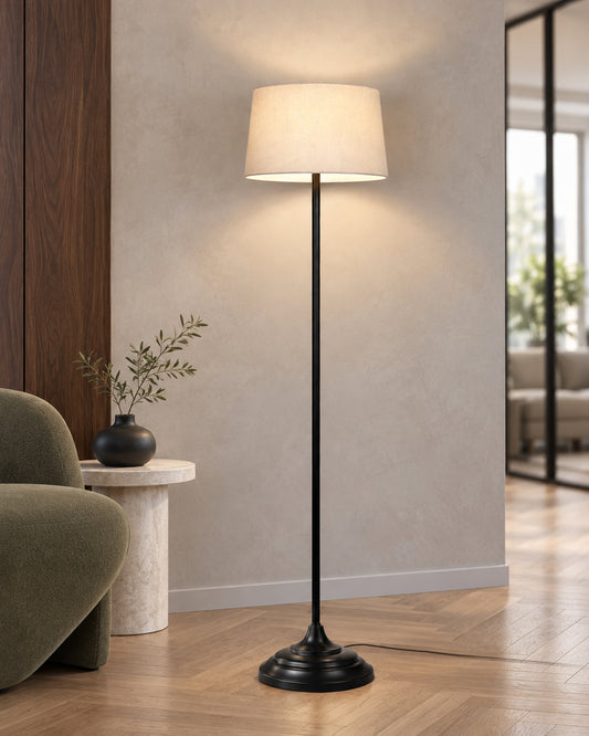 Contemporary Metal Floor Lamp,Contemporary Minimalist Standing Floor Light with Iron Legs,E27 Lamp Base,Modern Design Standing Light for Living Room,Study Room and Bedroom, Straight
