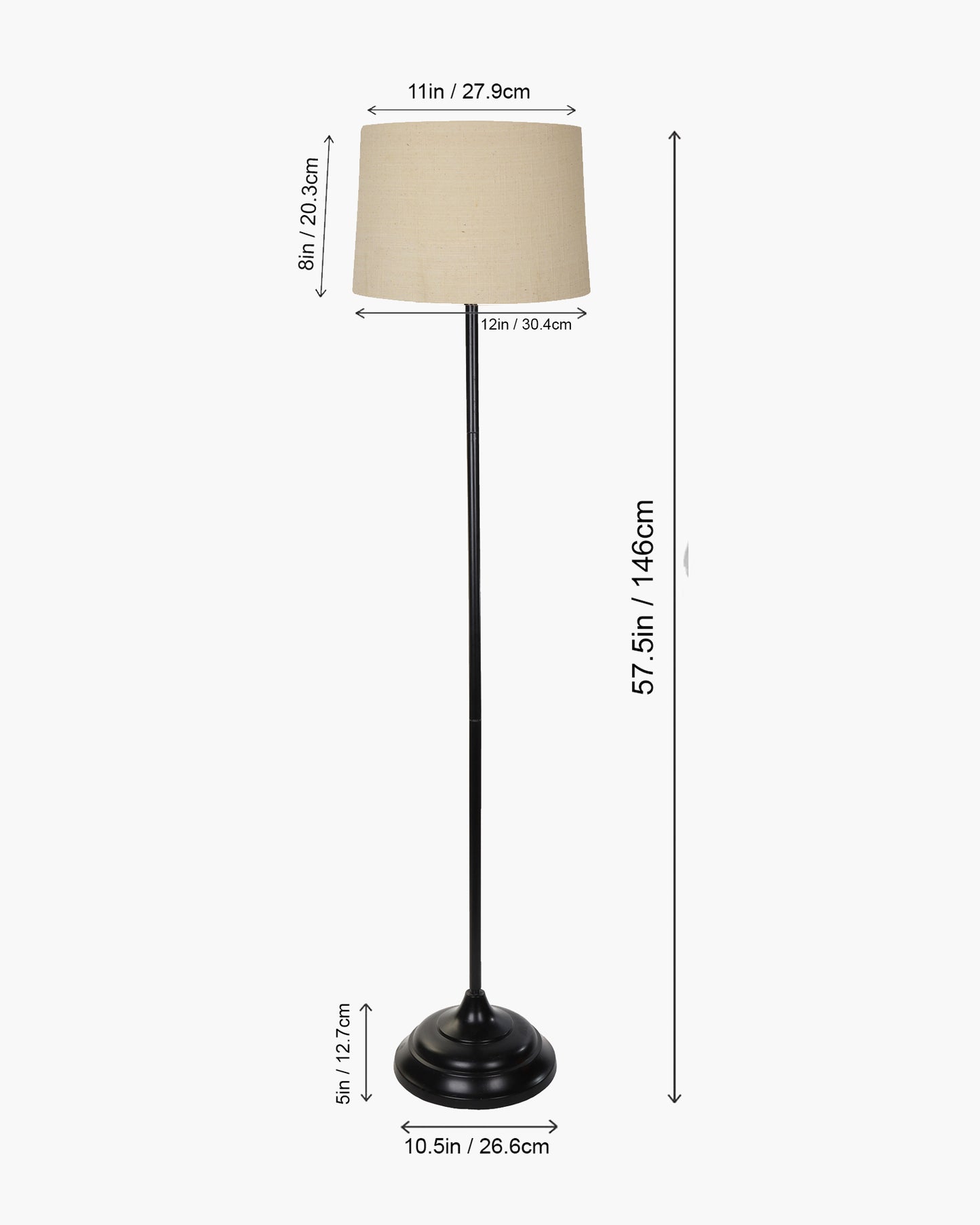 Contemporary Metal Floor Lamp,Contemporary Minimalist Standing Floor Light with Iron Legs,E27 Lamp Base,Modern Design Standing Light for Living Room,Study Room and Bedroom, Straight