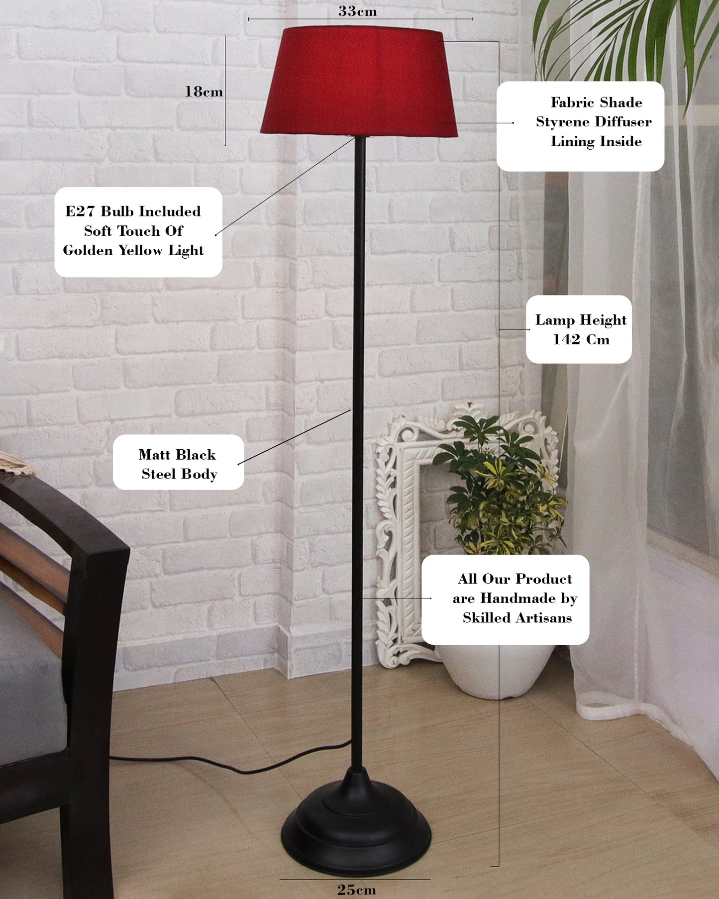 Contemporary Metal Floor Lamp,Contemporary Minimalist Standing Floor Light with Iron Legs,E27 Lamp Base,Modern Design Standing Light for Living Room,Study Room and Bedroom, Straight