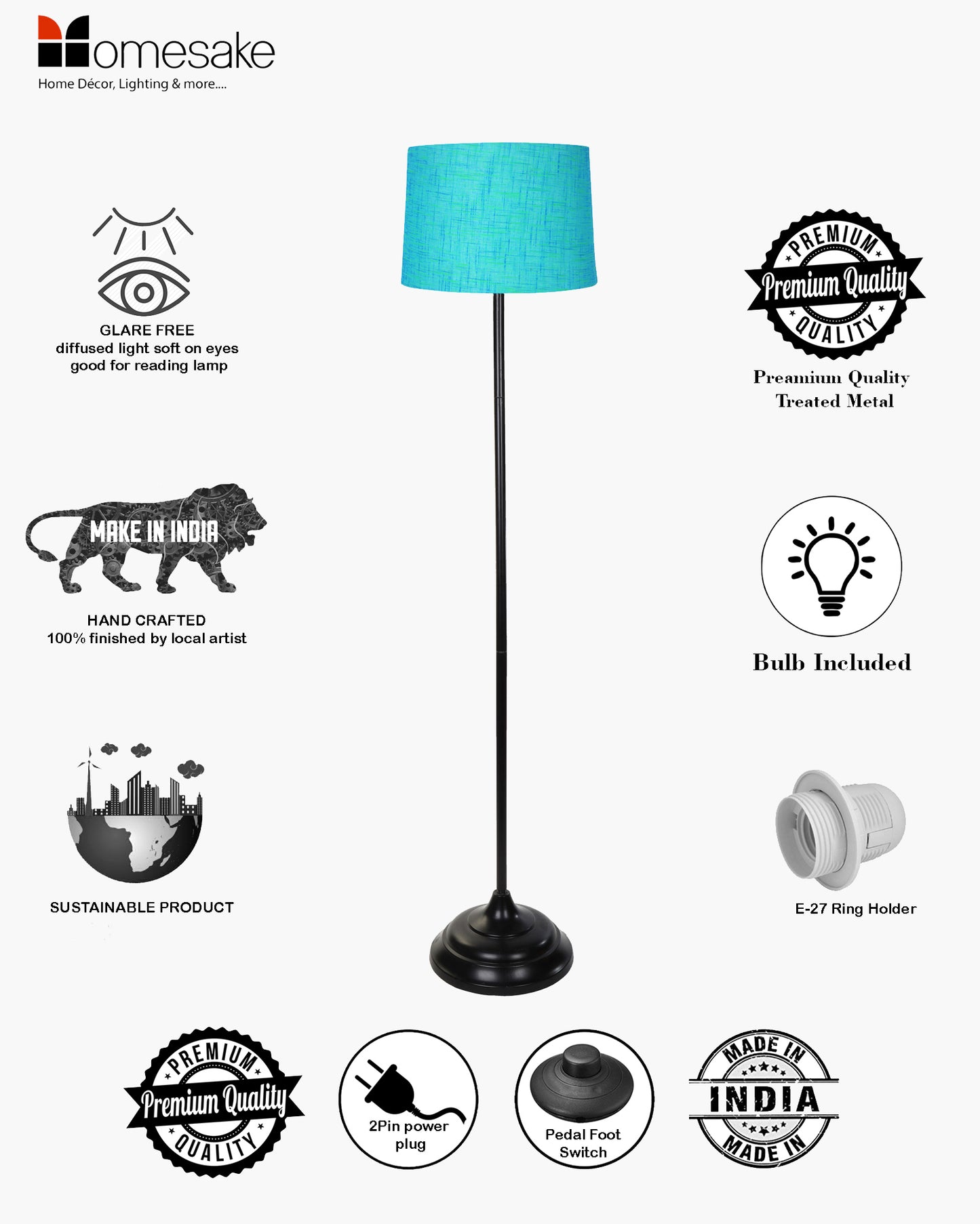 Contemporary Metal Floor Lamp,Contemporary Minimalist Standing Floor Light with Iron Legs,E27 Lamp Base,Modern Design Standing Light for Living Room,Study Room and Bedroom, Straight