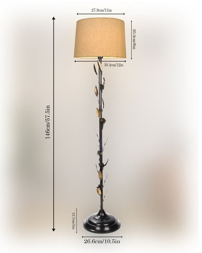 Contemporary Metal Floor Lamp,Contemporary Minimalist Standing Floor Light with Iron Legs,E27 Lamp Base,Modern Design Standing Light for Living Room,Study Room and Bedroom, Floral