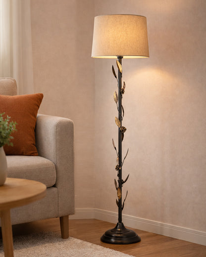 Contemporary Metal Floor Lamp,Contemporary Minimalist Standing Floor Light with Iron Legs,E27 Lamp Base,Modern Design Standing Light for Living Room,Study Room and Bedroom, Floral