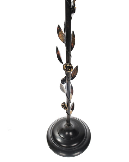 Contemporary Metal Floor Lamp,Contemporary Minimalist Standing Floor Light with Iron Legs,E27 Lamp Base,Modern Design Standing Light for Living Room,Study Room and Bedroom, Floral