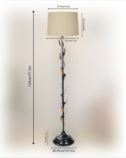 Contemporary Metal Floor Lamp,Contemporary Minimalist Standing Floor Light with Iron Legs,E27 Lamp Base,Modern Design Standing Light for Living Room,Study Room and Bedroom, Floral