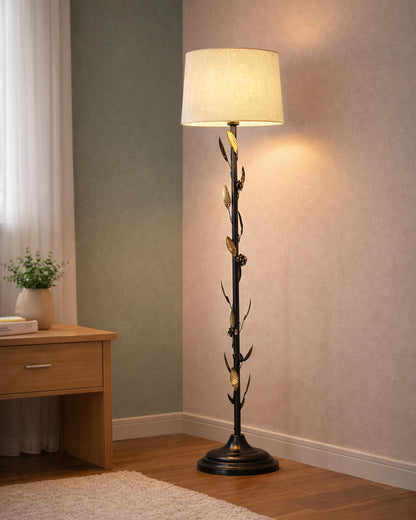 Contemporary Metal Floor Lamp,Contemporary Minimalist Standing Floor Light with Iron Legs,E27 Lamp Base,Modern Design Standing Light for Living Room,Study Room and Bedroom, Floral