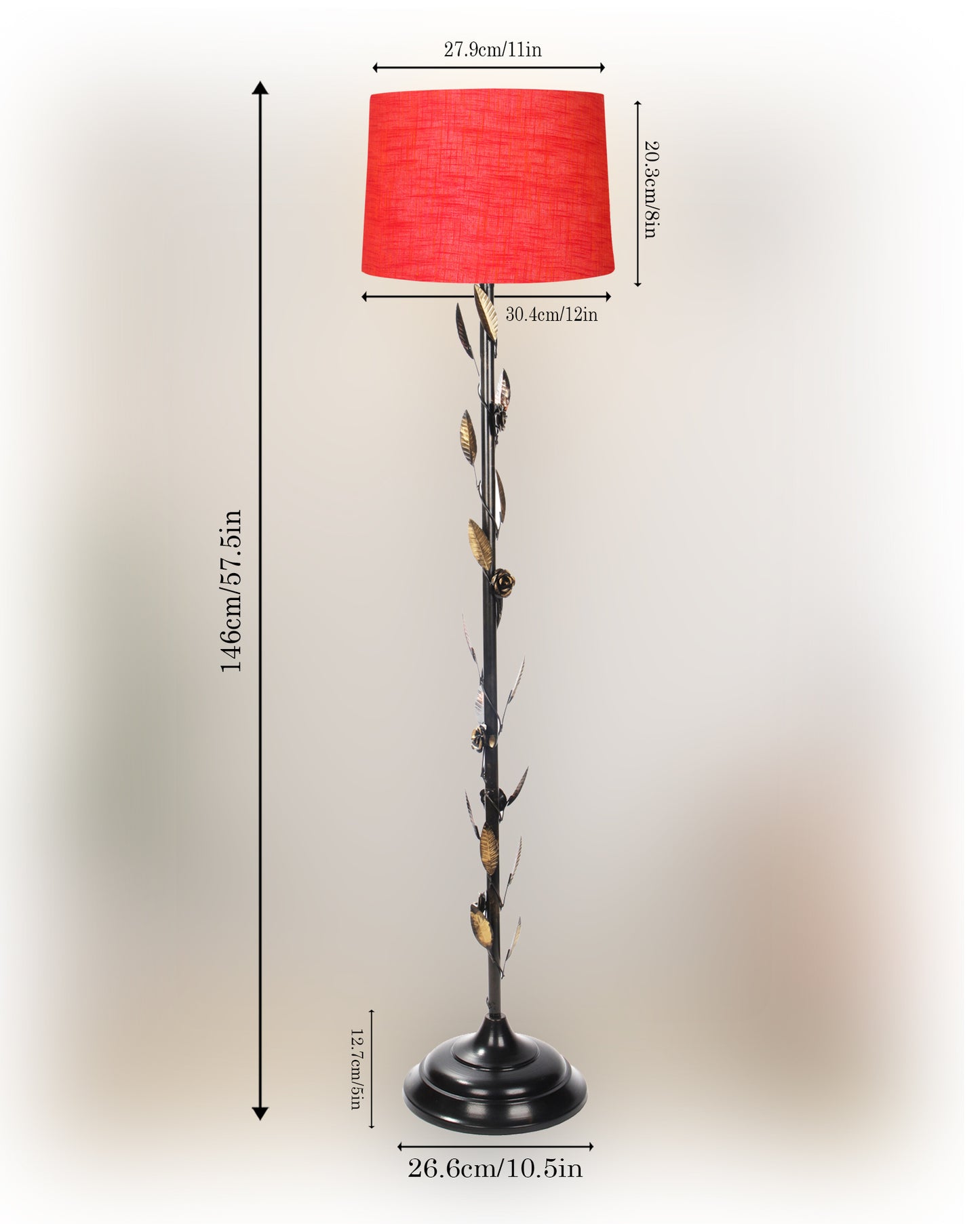 Contemporary Metal Floor Lamp,Contemporary Minimalist Standing Floor Light with Iron Legs,E27 Lamp Base,Modern Design Standing Light for Living Room,Study Room and Bedroom, Floral