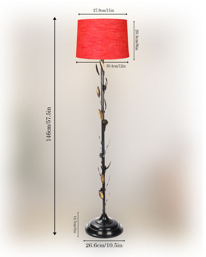 Contemporary Metal Floor Lamp,Contemporary Minimalist Standing Floor Light with Iron Legs,E27 Lamp Base,Modern Design Standing Light for Living Room,Study Room and Bedroom, Floral