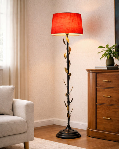 Contemporary Metal Floor Lamp,Contemporary Minimalist Standing Floor Light with Iron Legs,E27 Lamp Base,Modern Design Standing Light for Living Room,Study Room and Bedroom, Floral