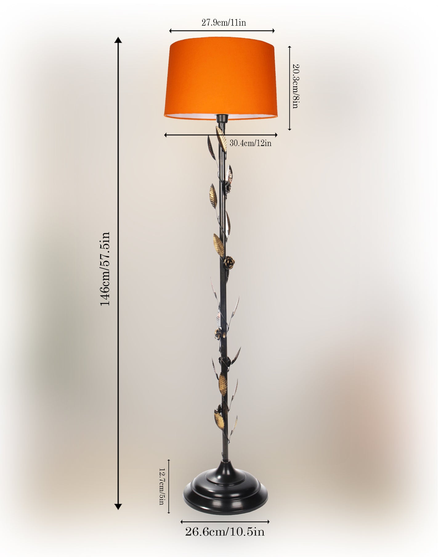 Contemporary Metal Floor Lamp,Contemporary Minimalist Standing Floor Light with Iron Legs,E27 Lamp Base,Modern Design Standing Light for Living Room,Study Room and Bedroom, Floral