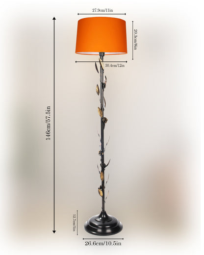 Contemporary Metal Floor Lamp,Contemporary Minimalist Standing Floor Light with Iron Legs,E27 Lamp Base,Modern Design Standing Light for Living Room,Study Room and Bedroom, Floral