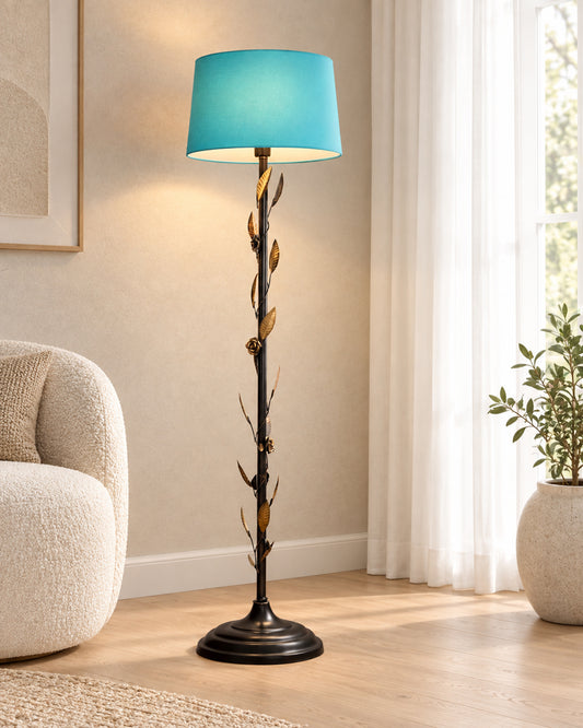 Contemporary Metal Floor Lamp,Contemporary Minimalist Standing Floor Light with Iron Legs,E27 Lamp Base,Modern Design Standing Light for Living Room,Study Room and Bedroom, Floral