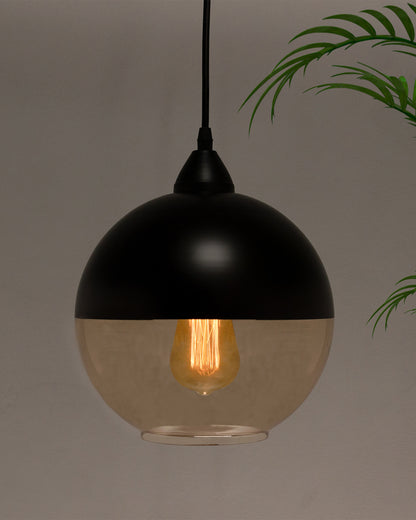 Sphere Glass Pendant Light Black Loft Bar Counter Dining Room Creative LED/Filament Ceiling Hanging Lamp, E27, Sphere, Black