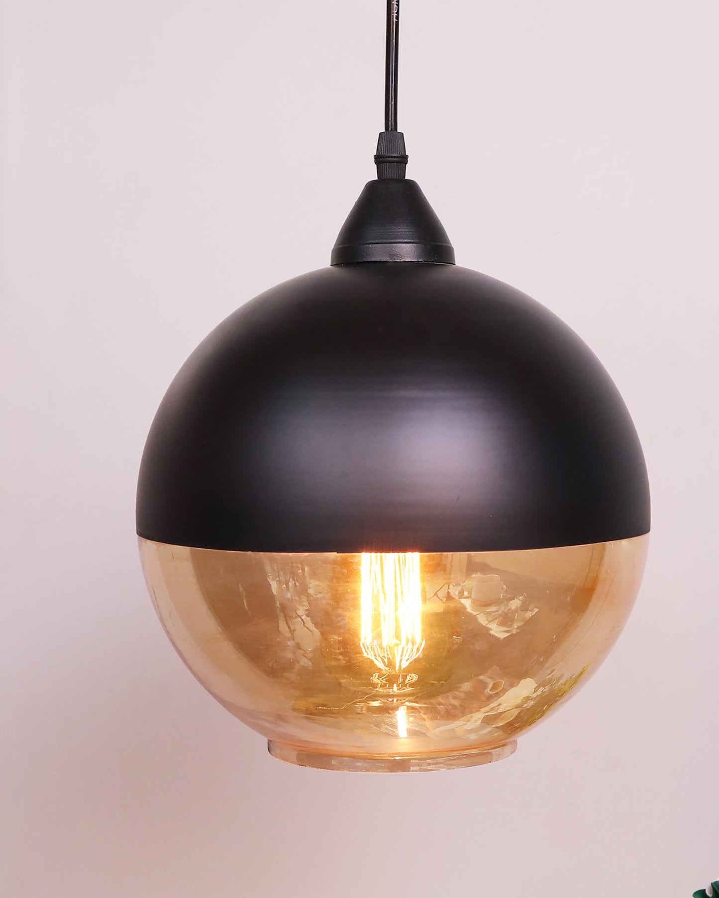 Sphere Glass Pendant Light Black Loft Bar Counter Dining Room Creative LED/Filament Ceiling Hanging Lamp, E27, Sphere, Black