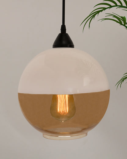 Glass Pendant Light White Loft Bar Counter Dining Room Creative LED/Filament Ceiling Hanging Lamp, E27, Sphere, White