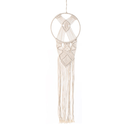 Macrame Wall Hanging Dream Catcher with String Light, Large Handmade Crochet Decor for Bedroom, Home Decor for Apartment Living Room Bedroom Baby Nursery Dorm