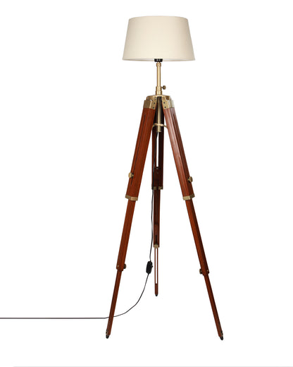 Industrial Tripod Floor Lamp for Living Room Bedroom, Vintage Reading Lamp with Wooden Metal Legs,Nautical Lamp for Office, Cinema, Dorm