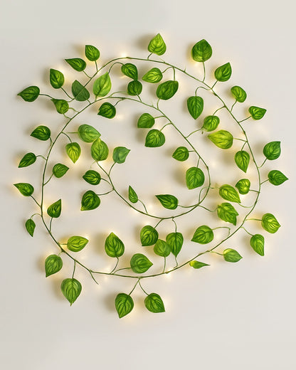 Vine String Lights,Home Decor String Lights, Moneyplant Leaf Garland Wreath Hanging lamp with 50 LED, Fairy Night Lights for Home, Room, Bedroom, Wall Decoration, Garden, Balcony, set of 2, USB