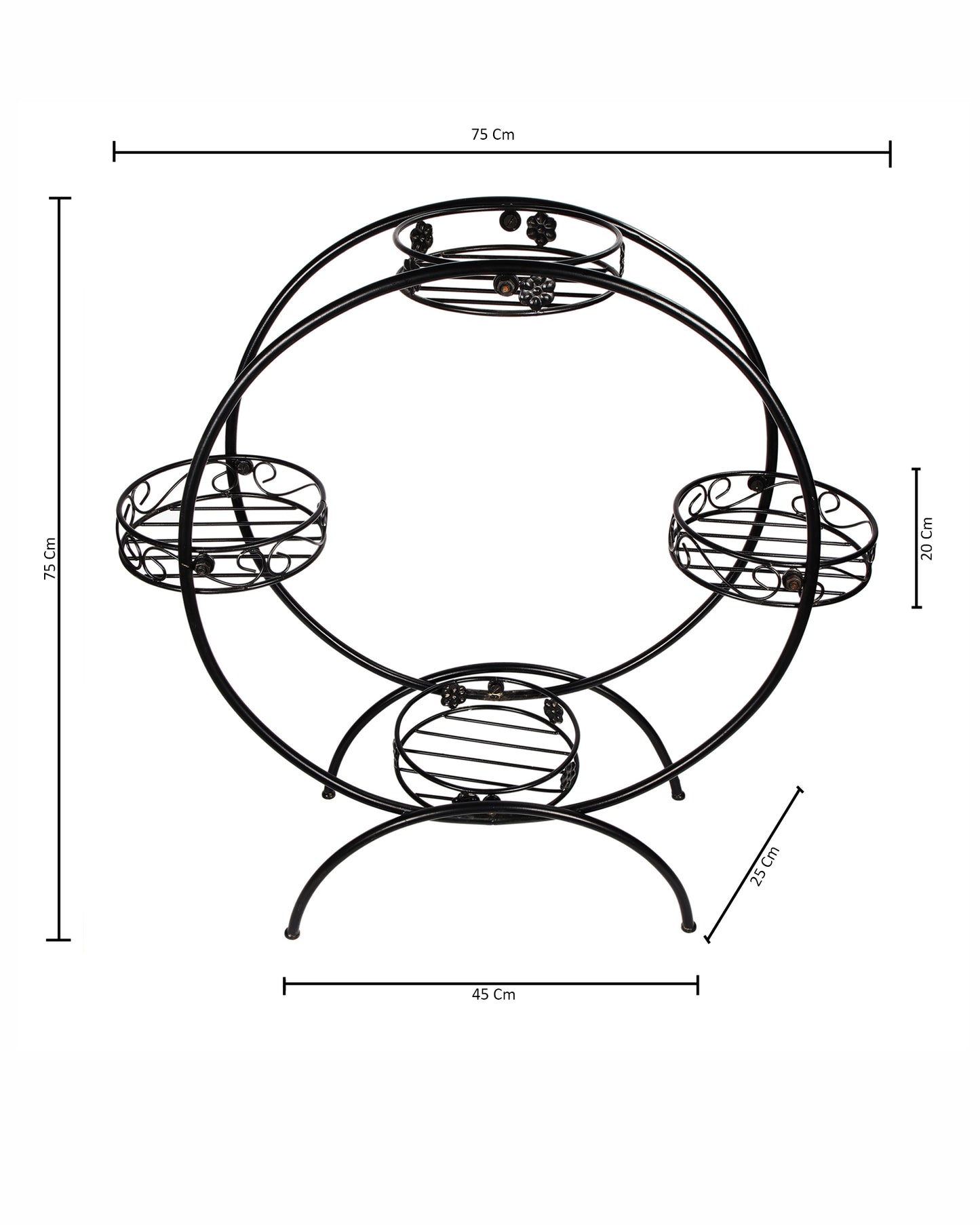 Plant Stand Metal Flower Holder Racks with 4 Tier Garden Decoration Planter Rack Shelf Organizer for Indoor Outdoor, Garden Balcony Living Room Office,Round, Black