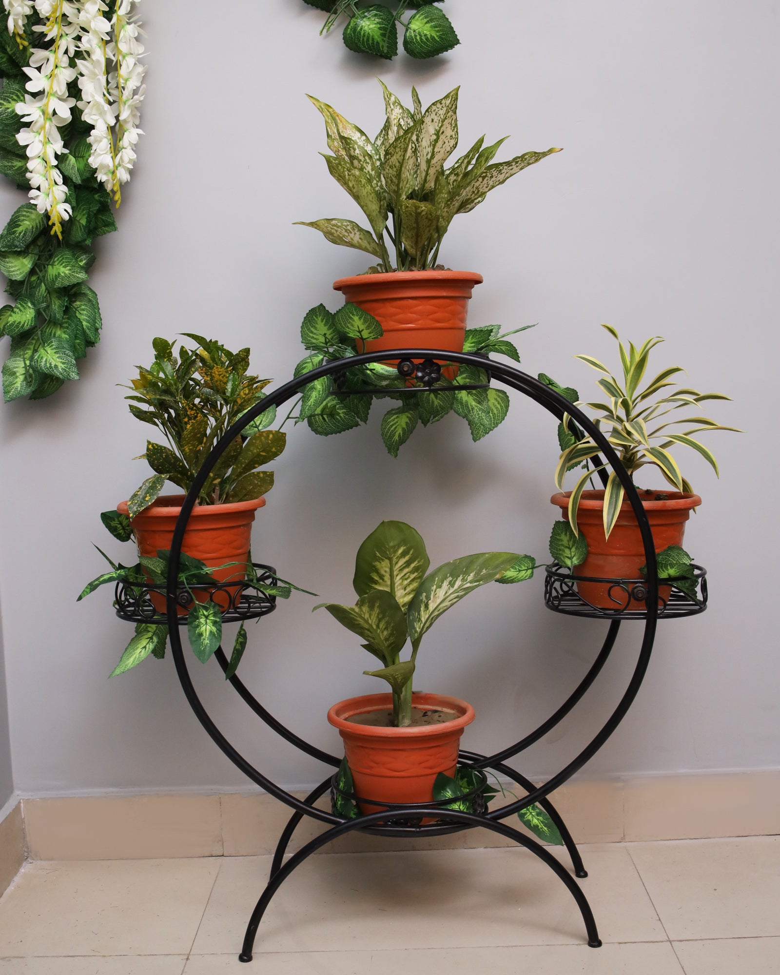 Plant Stand Metal Flower Holder Racks with 4 Tier Garden Decoration Pl ...