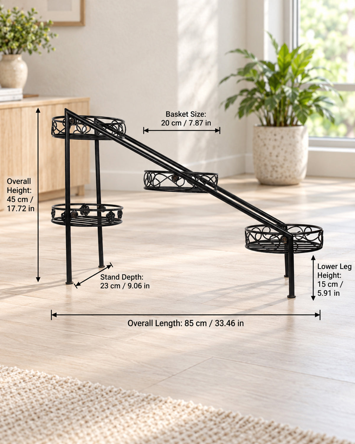 Plant Stand Metal Flower Holder Racks with 4 Tier Garden Decoration Planter Rack Shelf Organizer for Indoor Outdoor, Garden Balcony Living Room Office,Ladder, Black