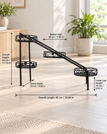 Plant Stand Metal Flower Holder Racks with 4 Tier Garden Decoration Planter Rack Shelf Organizer for Indoor Outdoor, Garden Balcony Living Room Office,Ladder, Black