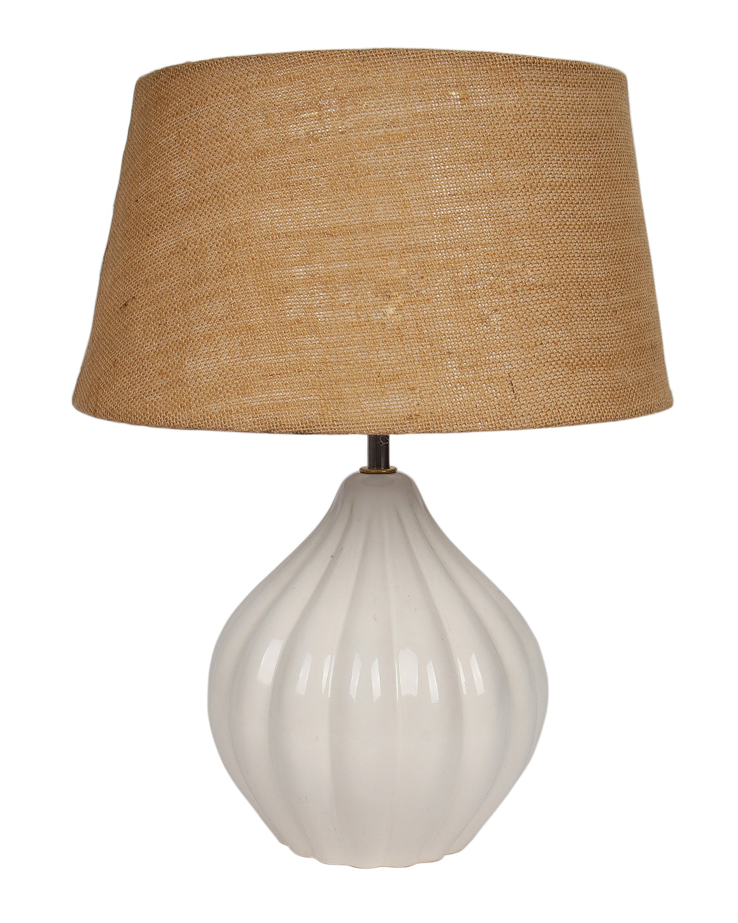 Home Traditional Ribbed Strip Pattern Ceramic Table Lamp For Living Room Table Desk Lamp With Shade