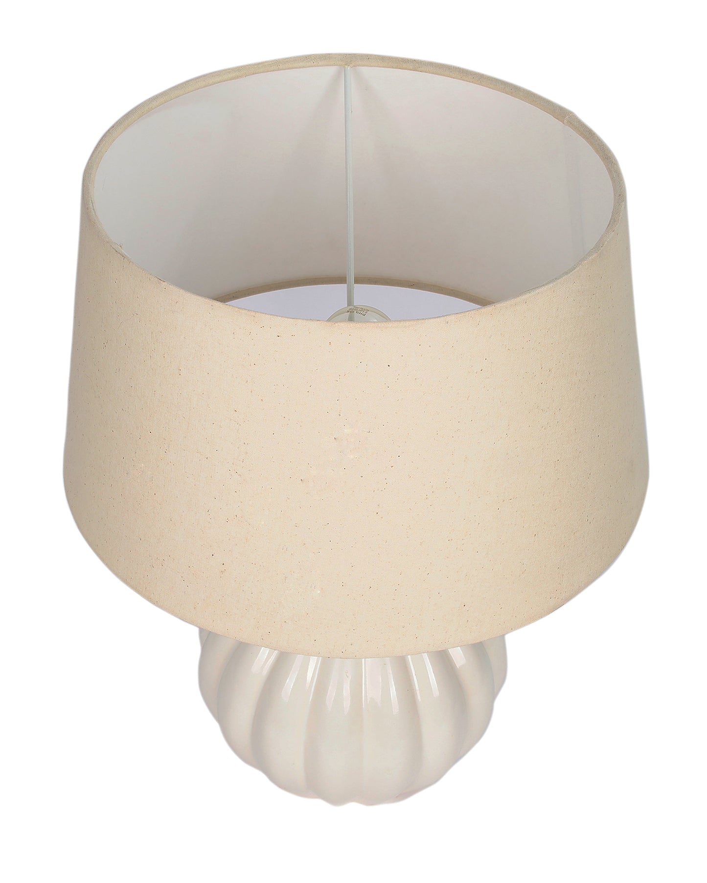 Home Traditional Ribbed Strip Pattern Ceramic Table Lamp For Living Room Table Desk Lamp With Shade