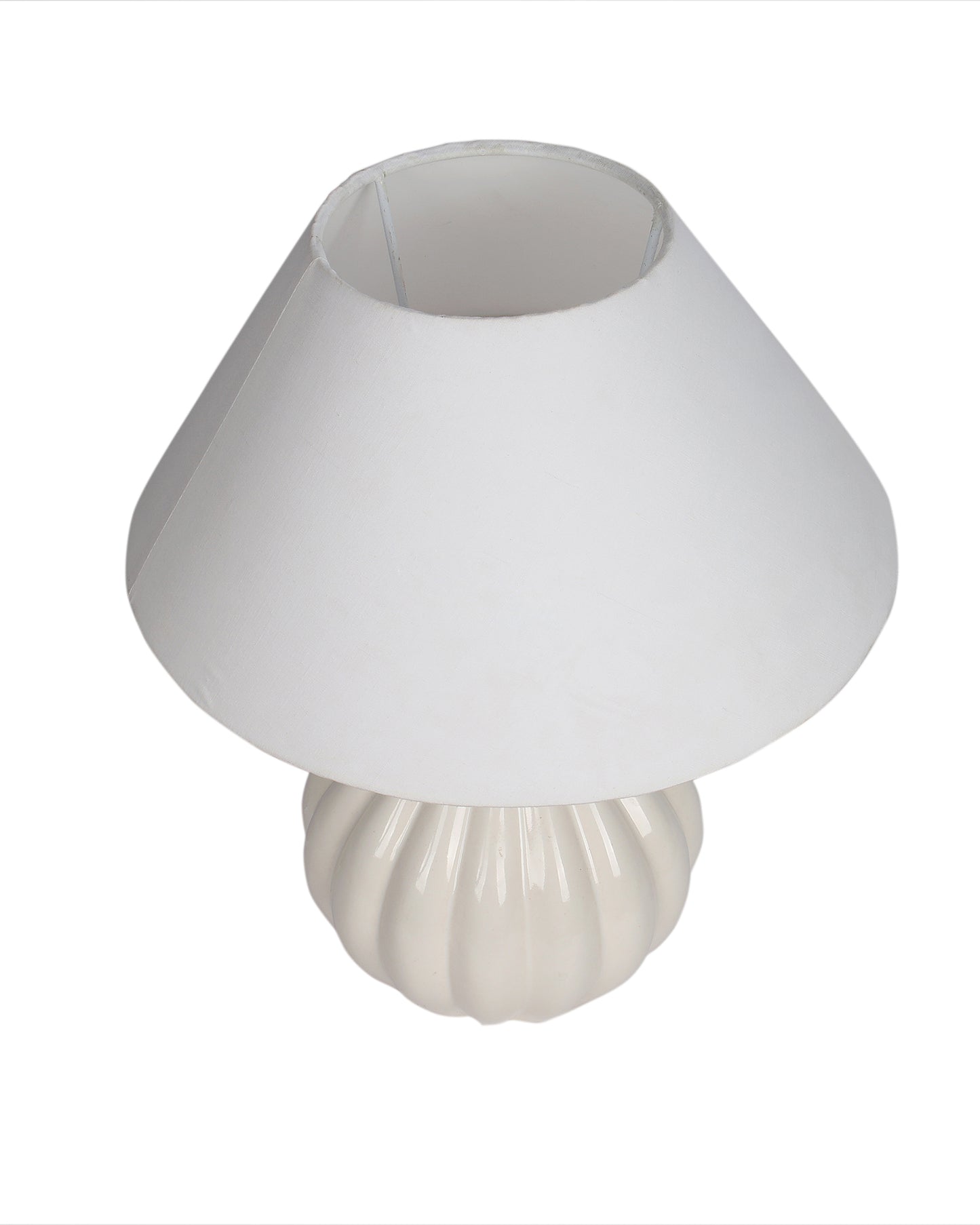 Home Traditional Ribbed Strip Pattern Ceramic Table Lamp For Living Room Table Desk Lamp With Shade